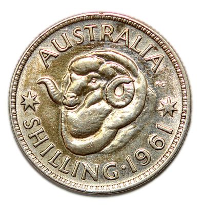 Австралия 1 шиллинг 1961г. KM# 59 Серебро 0.500, 5.65г.