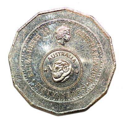 Австралия 50 центов 2016г 50 лет переходу национальной валюты на десятичную систему