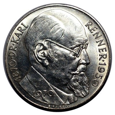 Австрия 50 шиллингов 1970г 100 лет со дня рождения Карла Реннера. KM# 2909 Серебро 0.900, 20 