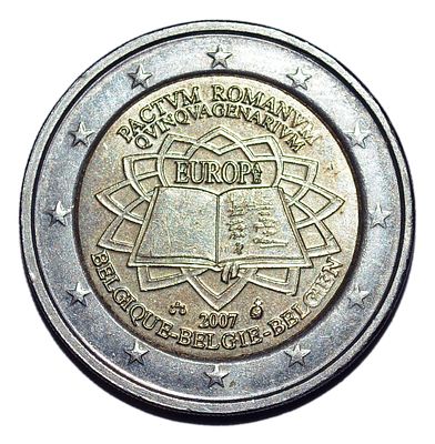 Бельгия 2 евро 2007г 50 лет Римскому договору