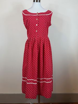 Vintage 1950s Printed Cotton Housedress. "Bill Sims", approx. B 40", W 34", good condition, see 