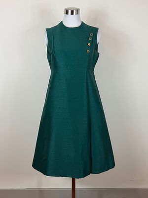 Vintage 1960s Wool Blend Sheath Day Dress. approx. B 38", W 32" good overall, buttons worn 