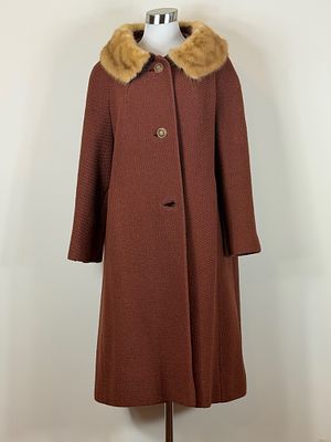 Vintage 1950-1960s Wool Coat With Mink Collar. "Shagmoor", approx. B 40" W 48" good condition 