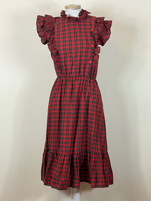 Vintage 1970s Plaid Cotton Day Dress. approx.B 30" , W 20" good condition, see photos