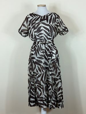 Vintage 1940s-1950s Printed Cotton Voile Day Dress. with original belt, approx. B up to 40", W 