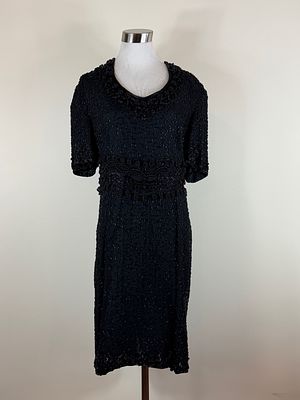 Vintage 1980s Beaded Silk Chiffon Cocktail Dress. approx. B 38 " W 36" good condition, see photos
