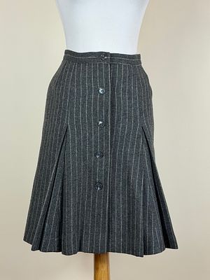 Vintage Pinstripe Button Up Skirt. approx. W 26", L 22" good condition, see photos