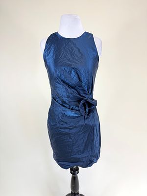 SATIN WORTH COCKTAIL DRESS. B 35", W 29", good condition