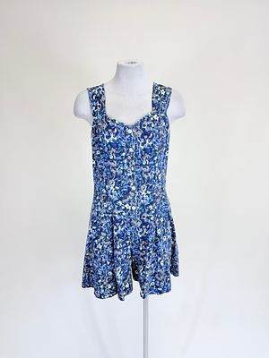 PRINTED COTTON ROMPER, 1980s. B 37", W 29", good condition, see photos