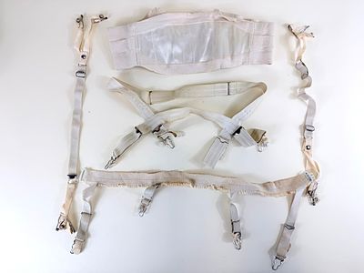 CHEST BINDER & GARTERS, 1950s. elastic worn, light wear, see photos