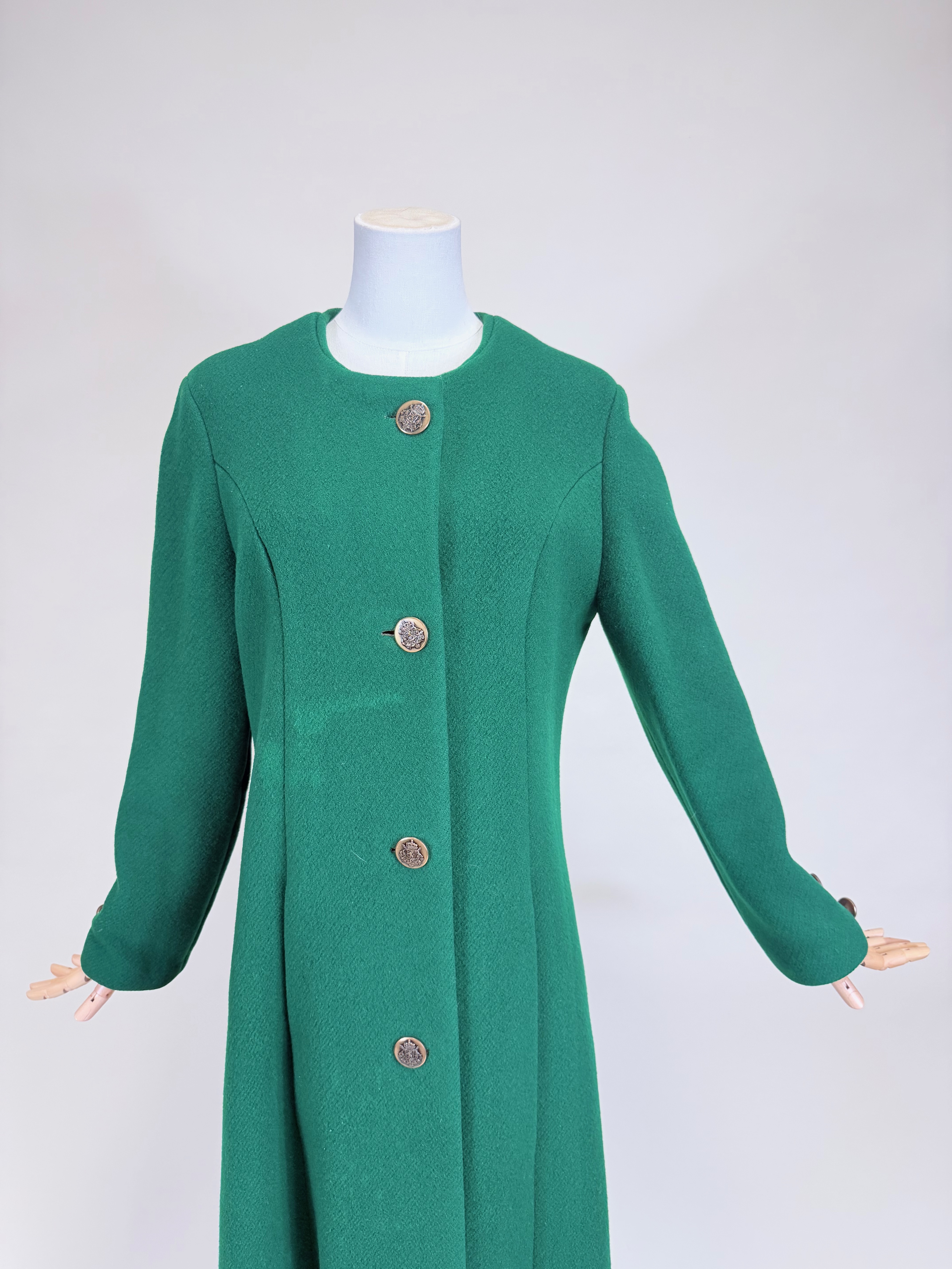Lot 21 - FLOOR LENGTH HEAVY GREEN WOOL COAT, LATE 1960s | Ryan
