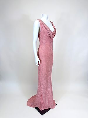 CELEBRITY WORN LORENA SARBU RUNWAY GOWN, SPRING 2012. B 34", W 26", sequin &amp; bead encrusted 