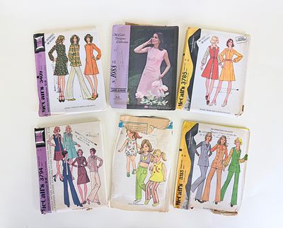 SIX MCCALLS DRESS PATTERNS, 1960s-1970s. As is condition, see photos