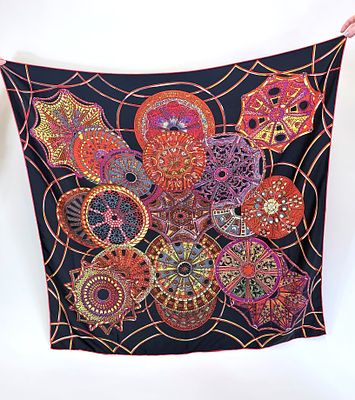 IMITATION LES DOMES CELESTES HERMES SILK SCARF. Likely inauthentic Hermes silk scarf, 90 cm x 90 cm