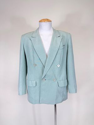 GIORGIO SANT ANGELO SEAFOAM LINEN SPORT COAT,. SH-SH 19", L 29", fading, few spot stains, see 