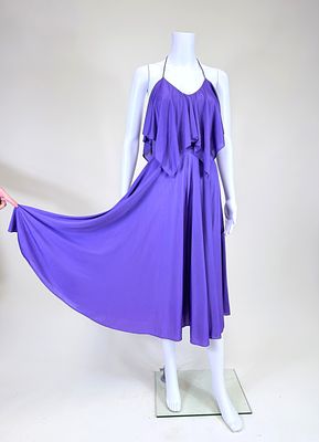 PURPLE JERSEY PARTY DRESS, 1980s. few pulls, good condition, see photos. Provenance: The M. 