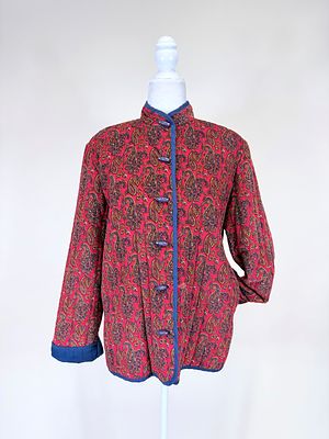 PAISLEY QUILTED CORDUROY JACKET, LATE 1970s. SH-SH 18", L 27.5", good condition. Provenance: The 