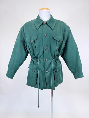 BALMAIN TWILL COTTON CHORE COAT, 1970s. L 33", one button dented, few scuffs, good condition 