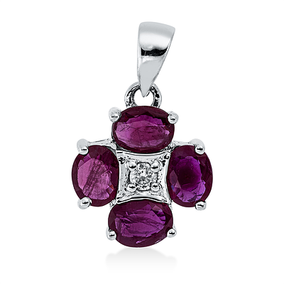 Pendant 1,04 ct. Rubies, Diamond 750 White gold 18 kt. Product Description:
Material: White