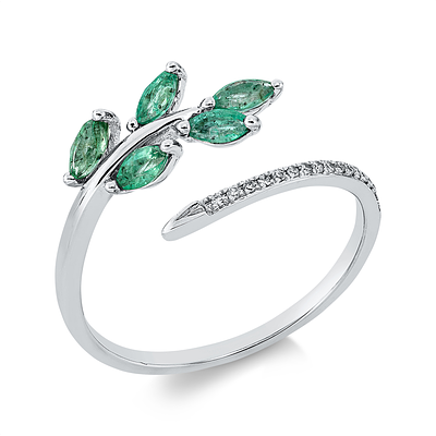 Ring 0,41 ct. Emeralds, Diamonds 585 White gold 14 kt. Product Description:
Material: White