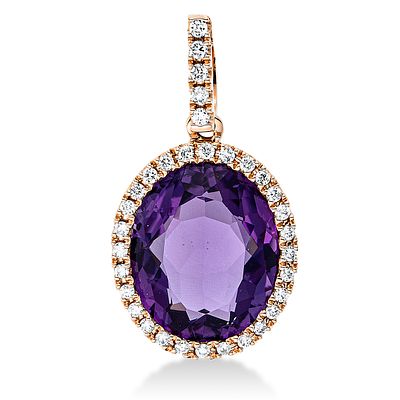 Pendant 3,65 ct. Amethyst, Diamonds 750 Rose gold 18 kt. Product Description:
Material: Rose