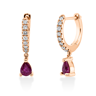 Earrings 0,53 ct. Rubies, Diamonds 750 Rose gold 18 kt. Product Description:
Material: Rose