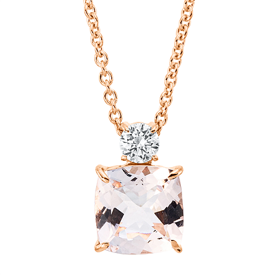 Collier 0,77 ct. Morganite, Diamond 750 Rose gold 18 kt. Product Description:
Material: Rose