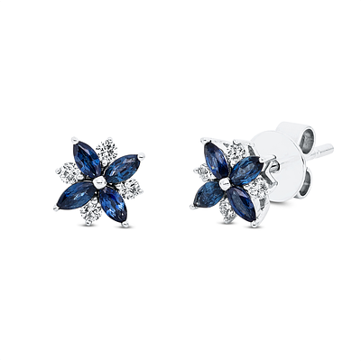 Earrings 0,46 ct. Sapphires, Diamonds 585 White gold 14 kt. Product Description:
Material: