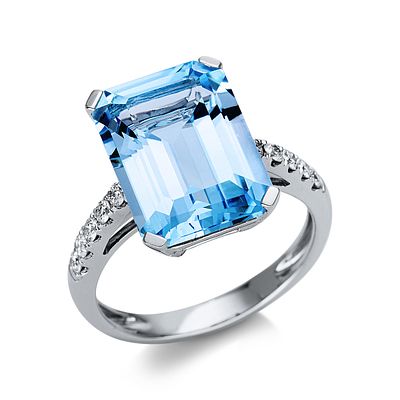 Ring 10,21 ct. Topaz, Diamonds 750 White gold 18 kt. Product Description:
Material: White gold