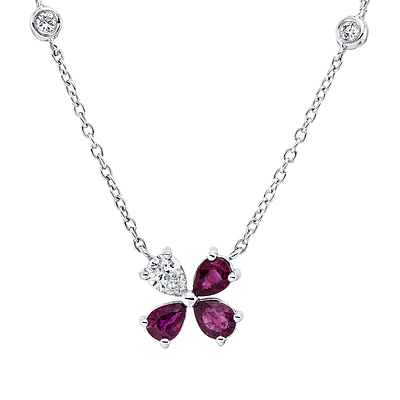 Collier 0,85 ct. Rubies, Diamonds 750 White gold 18 kt. Product Description:
Material: White