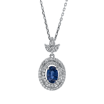 Collier 0,94 ct. Sapphire, Diamonds 750 White gold 18 kt. Product Description:
Material: White