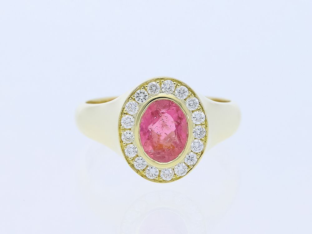 Ring 1,81 ct. Tourmaline, Diamonds 585 Yellow gold 14 kt. IGI certificate. Product Description: 