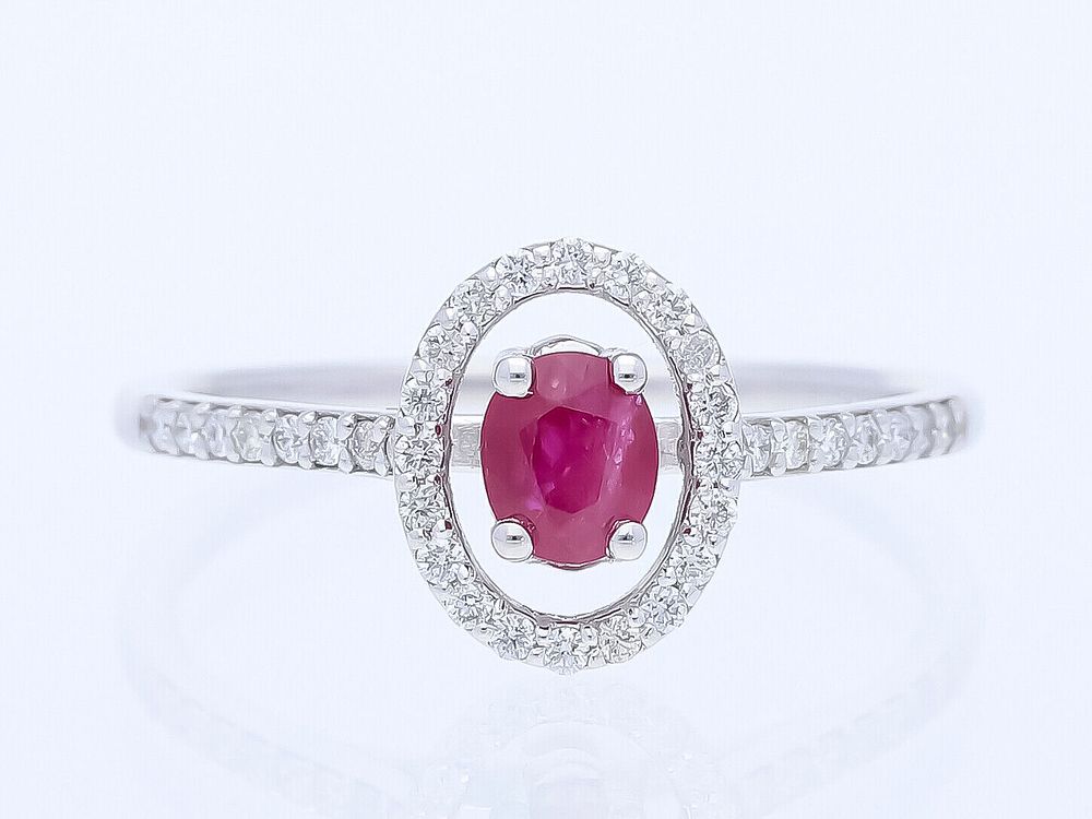 Ring 0,63 ct. Ruby, Diamonds 750 White gold 18 kt. IGI certificate. Product Description: 