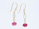 Earrings 3,55 ct. Diamonds, Rubies, Aquamarines 585 gold 14 kt. GIL certificate. Product Image - 1