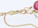 Earrings 3,55 ct. Diamonds, Rubies, Aquamarines 585 gold 14 kt. GIL certificate. Product Image - 4