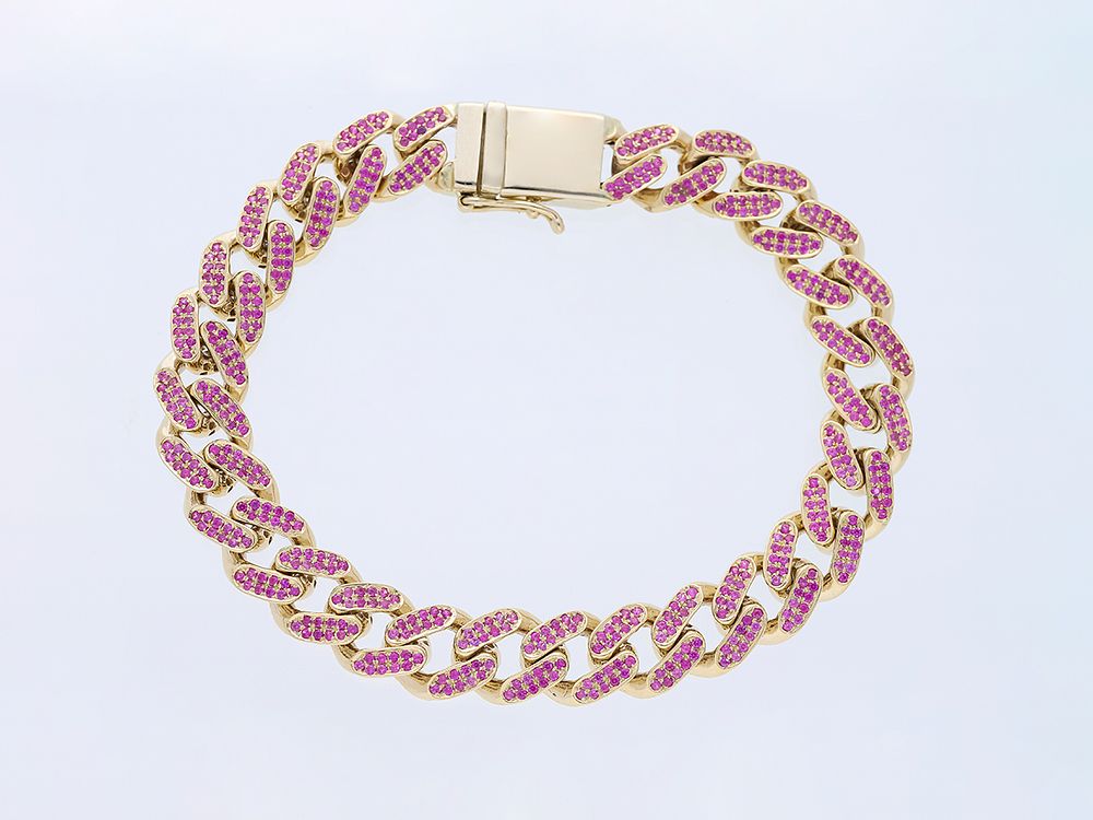 Bracelet 3,30 ct. Ceylon Sapphires 750 Yellow gold 18 kt. GIL certificate New. Product 