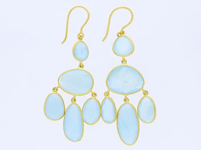Earrings 30,00 ct. Aquamarines 750 Yellow gold 18 kt. Product Description: 
Material: Yellow 