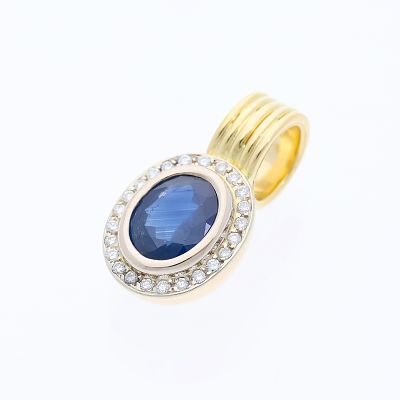 Pendant 2,74 ct. Sapphire, Diamonds 750 Yellow gold 18 kt. Product Description: 
Material: 