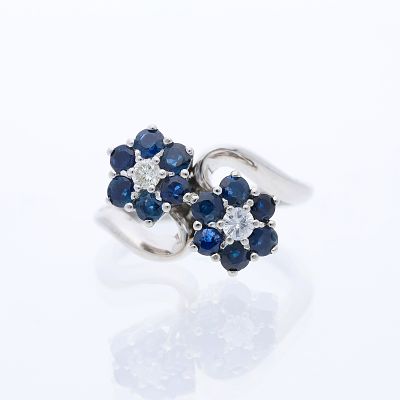 Ring 1,18 ct. Sapphires, Diamonds 750 White gold 18 kt. Product Description: 
Material: White 