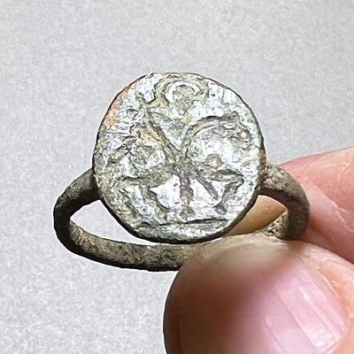 A Christian Bronze Ring Depicting the Sacred Horseman Spearing the Evil. 4th - 5th century CE. 