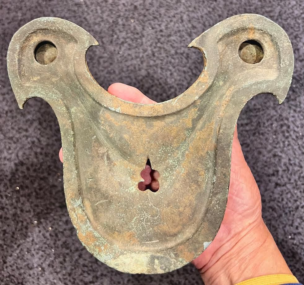 A Very Large Bronze Oil Lamp for 2 Flames. Early Roman Period, 2nd century CE. 23 cm in diam. 