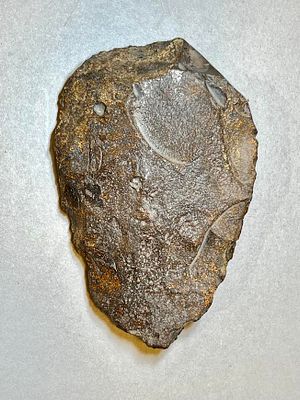 A Prehistoric Flint-Stone Hand Axe, ca 500,000 - 300,000 Years Before Present.
. 13.2 cm. With 
