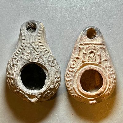 A Lot of 2 Terracotta Oil Lamps. One Samaritan, 4th century CE. and one Byzantine, 5th century 