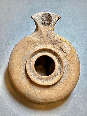 A Herodian Terracotta Oil Lamp, 1st century CE. 10.4 cm. In very good condition. Ex Herbert 
