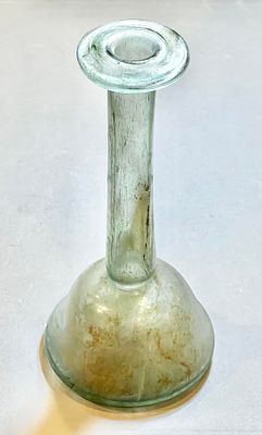 A Roman Glass Perfume Bottle. 1st - 2nd century CE. 16 cm high. In very good condition. Ex 