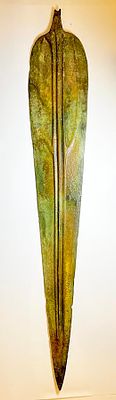 A Canaanite Bronze Blade of a Sword. 2nd Millennium BCE. 43.5 cm long. With nice green and 