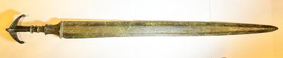 A Luristan Bronze Sword. Late 2nd - Early 1st Millennium BCE. 56 cm long. With nice green 