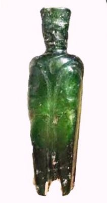 A Wheel-Cut Cosmetic Cobalt Blue Glass Flask. 9th - 10th century CE. 6.1 cm high. In very good 