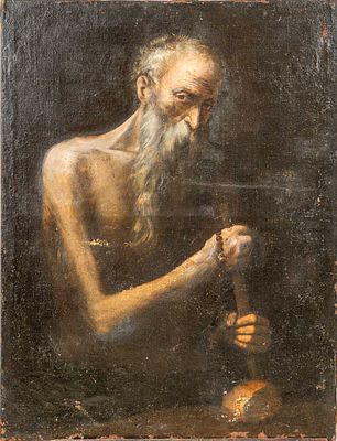 Spanish School 17th Century, portrait of a beggar. Oil on canvas. 98 x 73 cm.