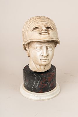 Tuscan Sculptor ., marble head of King Pyrrhus of Epirus (319–272 BC). Sculpted white marble. 